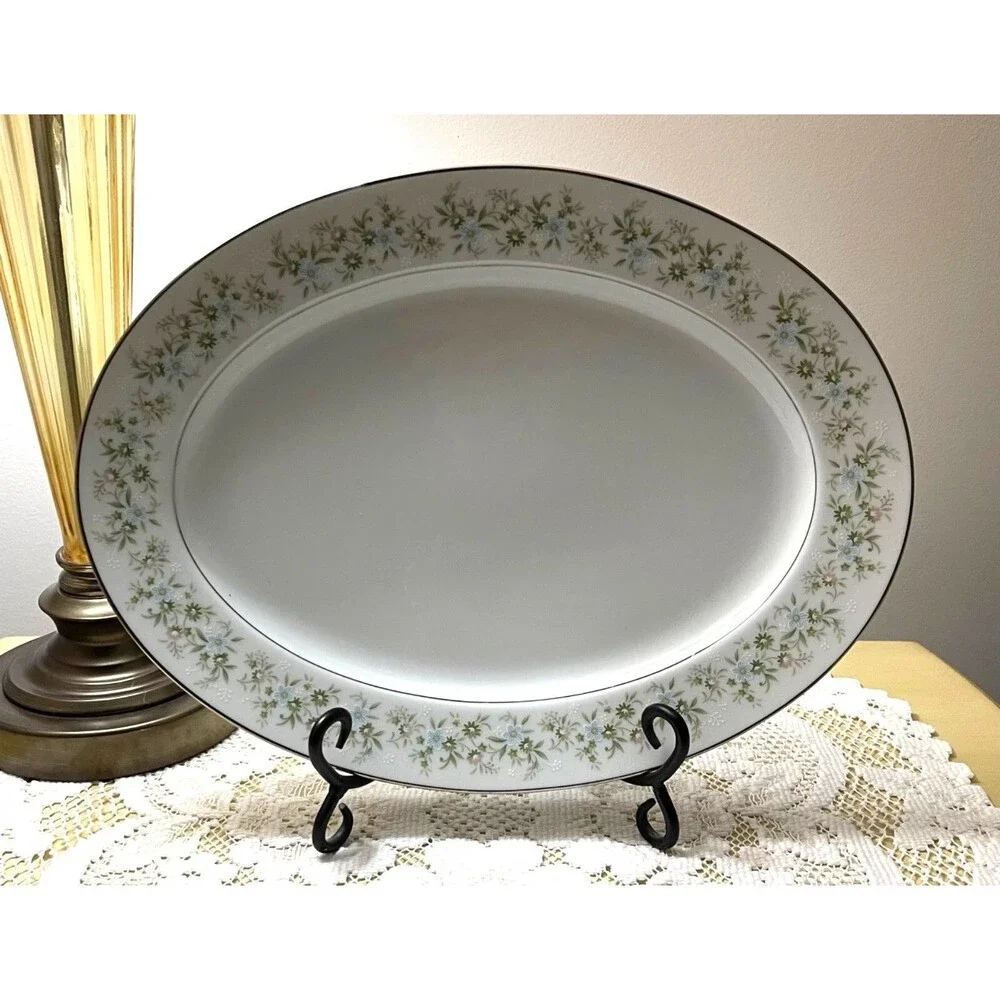 Noritake Savannah 2031 Oval Serving Platter Fine China Floral Design Japan 13.5”
